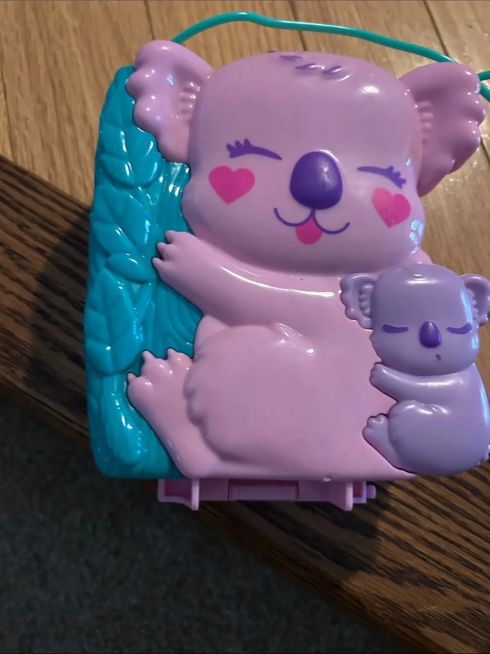 Pink Koala Shoulder Bag with Teal Leaf Accent Polly Pocket